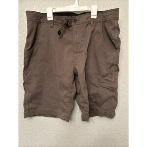 PRANA Stretch Zion Shorts Flat Front Men's 36w 10" Inseam Brown